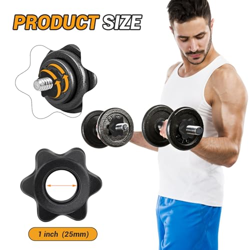 4 PCS Hex Dumbbell Clips - 1"/25 mm Spin-Lock Barbell Collars, Anti-Slip Screw Clamps for Weight Lifting & Fitness Training, Secure Barbell Clips for Dumbbell and Bars - Image 3