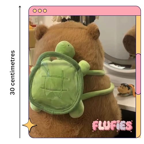 Image of Flufies Plush Soft Toys for New Born Baby and Baby Boy - Soft and Easy Wash Plush - Huggable Plush Toys for Girls and Boys - Soft Toy for Home Decor (Capybara with Turtle Backpack)