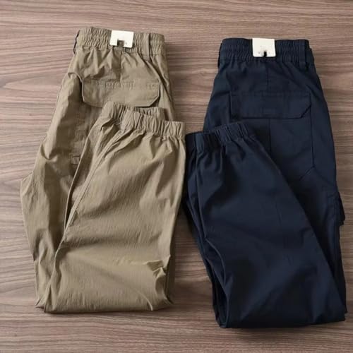 Men Pants Pockets Multi Elastic Waist Summer Cargo Soft Fabric Cargo Clothes2
