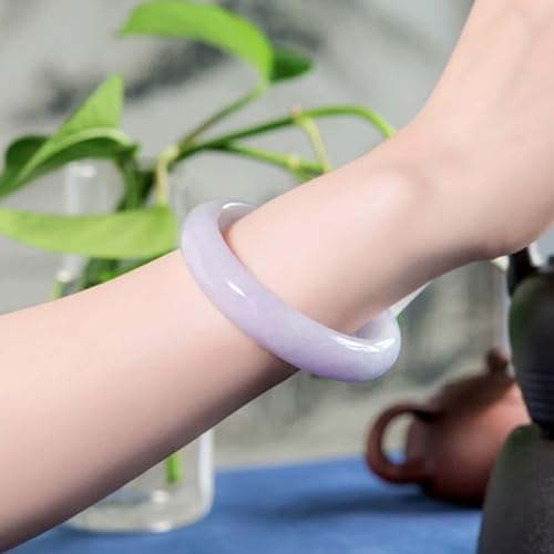 Jadeite violette naturelle de qualité glacée avec reflets vert flottant d'exception - 4