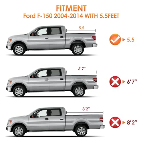 Image of Nilight Soft Tri-Fold Tonneau Cover for Ford F150 2004-2014 5.5ft Bed