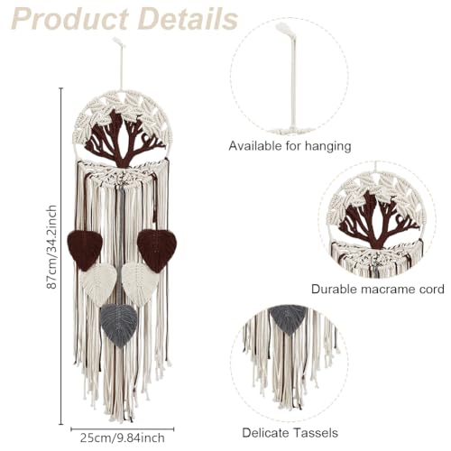 FREEBLOSS Tree of Life Macrame DIY Kit - Large Bohemian Wall Hanging with Video Tutorials - Adults, White, 15*15*5cm - Image 3