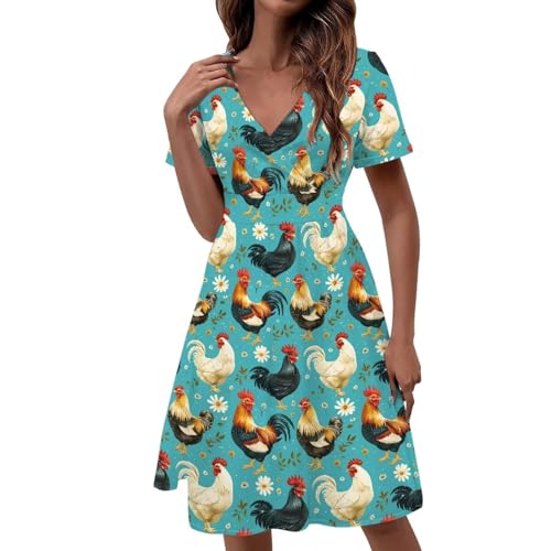 Image of Women's Summer Formal Dresses Short Sleeve Wrap V Neck Dresses Bridesmaid Wedding Guest Dress with Pockets