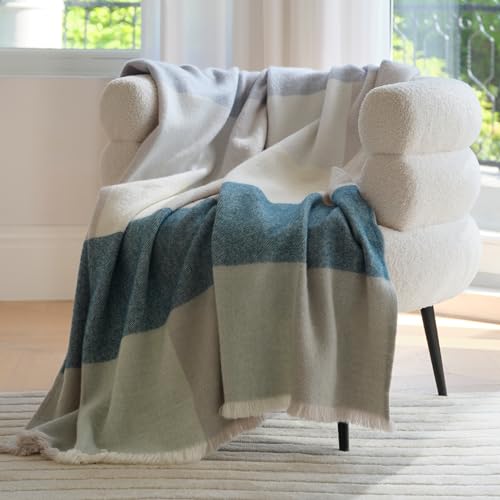 Double Stitch Alpaca Wool Throw Blanket - Sage Valley