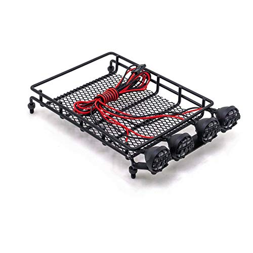 Facibom for MN D90 D99 MN90 MN99S 1/12 RC Car Upgrade Parts Metal Luggage Carrier Tray Roof Rack with LED Light Accessories