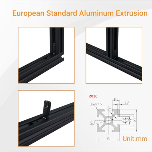 CNCYEAH 4 Stück 1000mm Aluminiumprofil Extrusions Linearschiene Europäische Norm 20X20 T Typ Aluminium profil+4pcs L-Winkelsteckverbinder+50pcs T-Mutter+1pcs Schraubenschlüssel für 3D-Drucker CNC – Bild 4