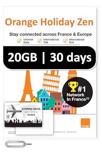 Image of Orange Holiday Europe Prepaid Sim 20GB Internet Data | 30 Days-Use | Data tethering Allowed | 30min & 200 SMS from Europe to Any Country Worldwide+1 Sim Card Holder+1 Pin