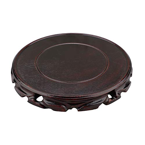 SFTYUFS Vase rond vintage en bois de palissandre - 20 cm - Support de style oriental - Support pour lampe de table et théière - Base stable pour décoration de la maison - Marron