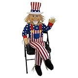 RZ Express Studios 61' Large Uncle Sam Scarecrow Sitter Independence Day 4th of July Patriotic Decoration