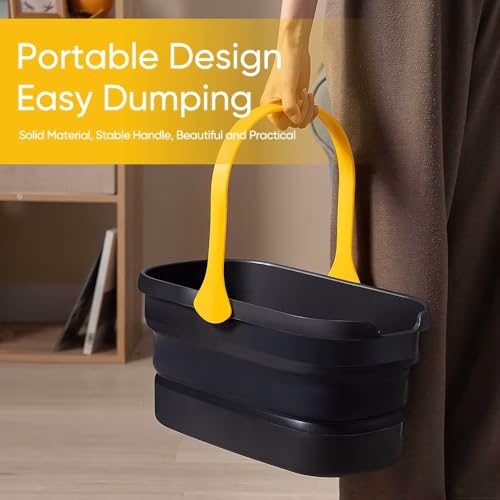 Image of MinuteToCleanIt Plastic Multipurpose Collapsible Bucket - 12L, Square Shape with Single Handle, Foldable and Easy to Store, Ideal for Home Cleaning, Camping, and More