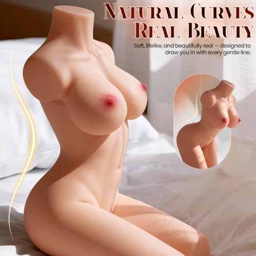Image of BIG SHOCKED Sex Doll Torso Male Sex Toys, Realistic Male Masturbator with Long Legs Shape Soft Boobs & Full Butt, Built-in Skeleton Sex Dolls Adult Toy with Textured Pocket Pussy Vaginal & Anal Tunnel