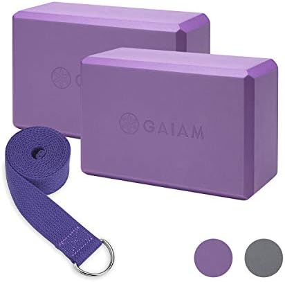 Gaiam Essentials Yoga Block 2 Pack & Yoga Strap Set