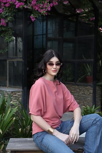 Image of Zilcon Womens Half Ballon Sleeve t-Shirt Tops Boat Neck Loose Fit Casual Workout T-Shirts
