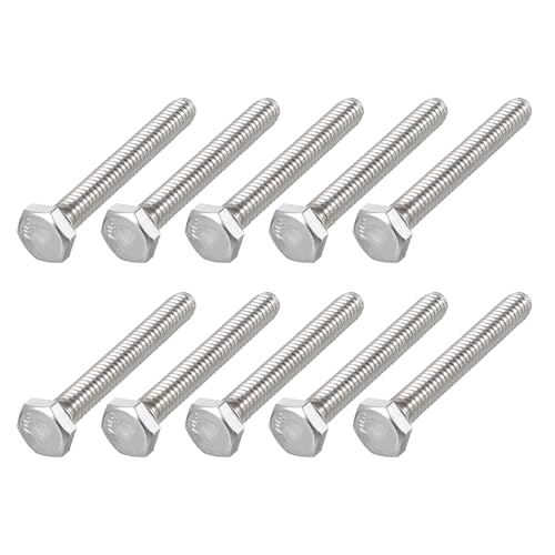 Image of METALLIXITY Hex Head Bolts (1 /4-20 x 1-3 /4 inch) 10Pcs, 304 Stainless Steel 18-8, Fully Threaded, External Hex Drive, Plain Finish, Hex Head Screw Bolt, Silver
