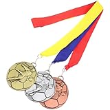 DEARMAMY Medallas de Fútbol para Competición en Aleación Antigua (Bronce, Cobre y Estaño) 3 Piezas Medallas Deportivas de Maratón para Premiar Eventos y Concursos
