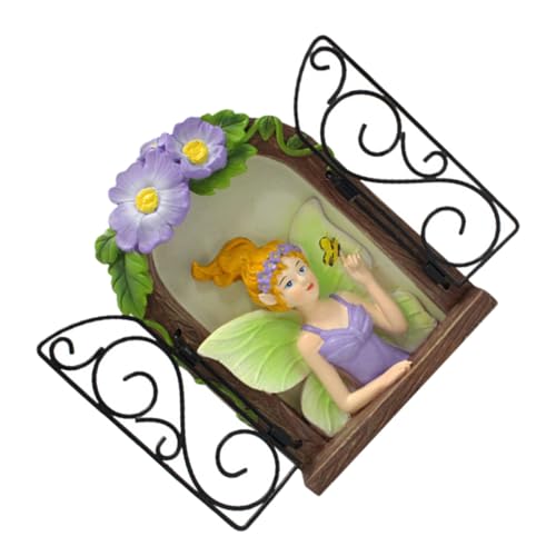 MAGICLULU Colgante de Jardín de Hadas en Resina, Decoración Luminosa para Ventana y Patio, Adorno Colgante Resistente para Exteriores, Miniatura de Árbol de Hadas para Decoración Navideña