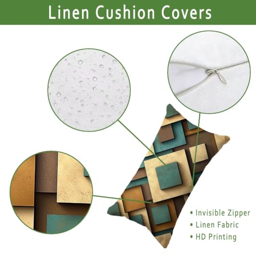 Housse coussin extérieur carreau en lin imperméable de qualité supérieure