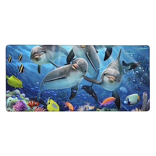 Tapis de souris de jeu pour bureau et maison grand format dauphin