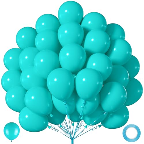 40pcs teal blue Balloons 12 Inch Matte turquoise Latex Balloons for Graduation 2026 Baby Shower Gender Reveal Boy & Girl Birthday Party Decorations