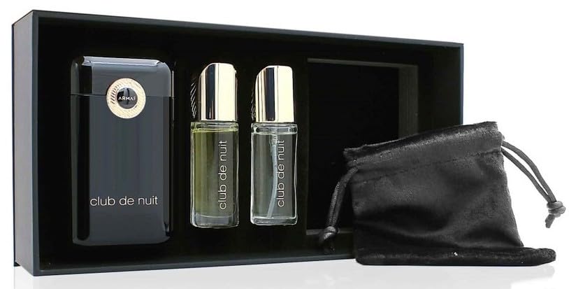 Armaf Club De Nuit Intense – Fruity, Woody, Amber – 4-Piece Travel Set for Men (12 ml EDP Spray + 12 ml Concentrated Perfume Oil + Luxury Case + Pouch)