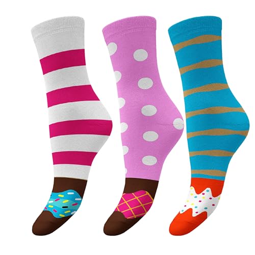 1SOCK2SOCK Women's Donut Crew Cotton Fun Socks, Cute Multipack Gift Box for Women3