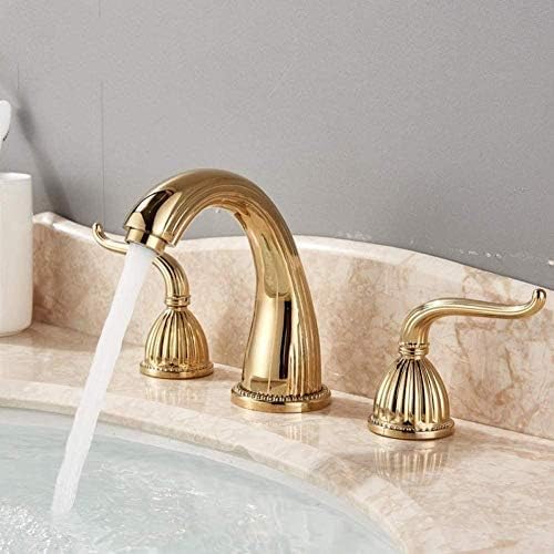 Fini les éclaboussures avec le robinet de lavabo doré double poignée ergonomique