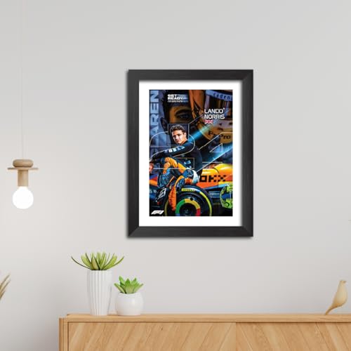 Image of TenorArts Lando Norris Poster F1 Driver Posters Formula One Photo Frame Painting with Matt Finish Dark Texture (12 inches x 9inches)