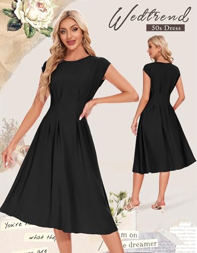 Image of Wedtrend 1940s Dress for Women 1950s Retro Dress Midi Cocktail Wedding Guest Dresses for Women Vintage Dress with Pockets