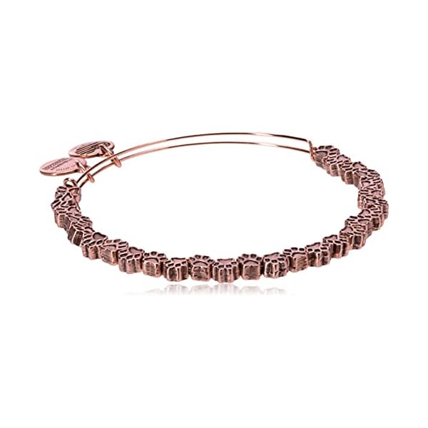 Alex and Ani Accents Paw Print Beaded Expandable Bangle for Women, Rafaelian Rose Gold Finish, 2 to 3.5 in