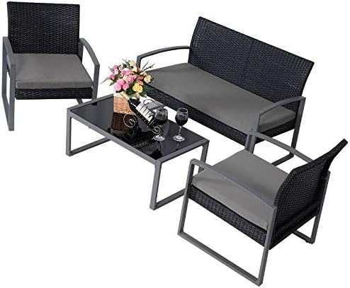 Premium Patio USA Conversation 4 Piece Waterproof Wicker