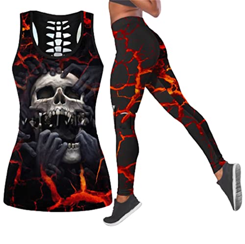 Débardeur 3D tête de mort et leggings de yoga S | Ne choisissez plus entre style et confort