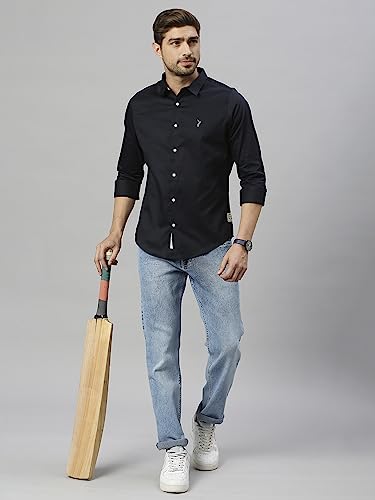 Image of Thomas Scott Men's | Solid | Full Sleeve | Slim Fit | Cotton Blend | Spread Collar | Casual Shirt
