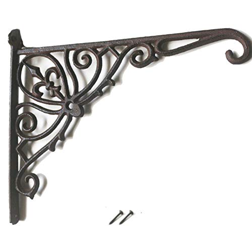 Realideas Cast Iron Hanging Plants Bracket, Heavy Duty 12" Indoor Outdoor Durable Wall Planter Hooks For Flower Pots Basket Bird Feeder Wind Chime Lanterms Patio Lawn Garden Hanger Hardware Bracket #TOP3