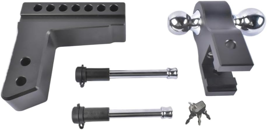 Adjustable Towing Trailer Hitch with 2 Latches and Locks Compatible with AP03 2.5 Inch Receiver 6 Inch Drop Rise