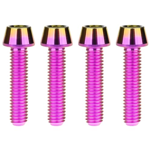 Image of Titanium Ti Bolt M5x9 16 18 20 25 30 35 40 45 50 55 60mm Tapered Head Screws Pack of 4 (M5x25mm, Purple Gold)