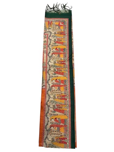 Image of Sanavi's Saree Kuthir Pure Handloom Tussar Ghicha Madhubani Printed Silk Saree with Blouse Piece inside