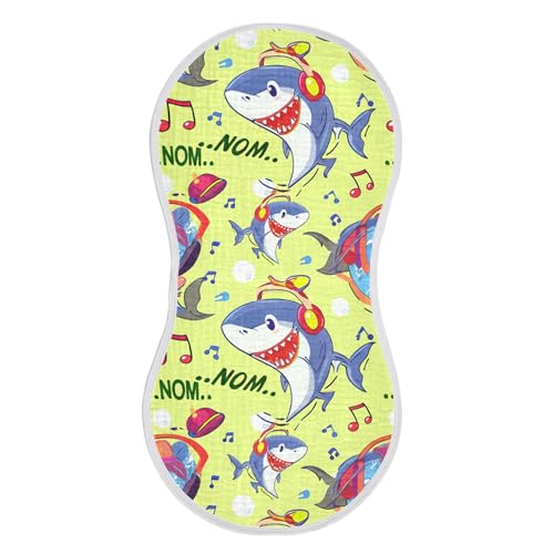 xigua Cartoon Sharks Baby Burp Cloths for Newborn Boys and Girls 1 Pack, Soft & Absorbent Cotton Baby Burp Cloth, Baby Washcloths, Newborn Towel, Burp Rags