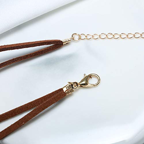 TseenYi - Collana girocollo in pelle scamosciata