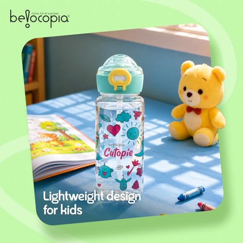 Image of Cutopie Kids Sipper Water Bottle 600ml | Pink | BPA-Free, Spill Proof & Airtight | Food Grade Plastic Drinking Bottle for Toddlers & Children | Leakproof Flip Cap | School, Travel & Daily Use