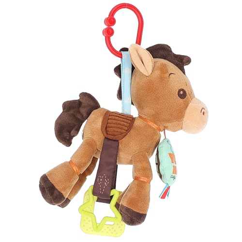 Disney Toy Story Bullseye Activity Toy Plush Baby Sensory Toy with Teethers Rattle Crinkle Textures and On the Go Clip for Infants and Toddlers
