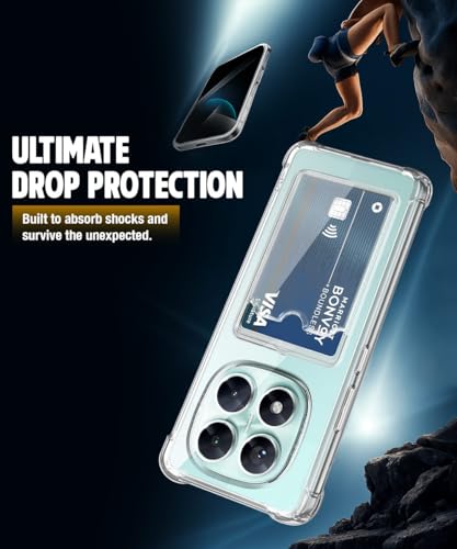 Image of WOW IMAGINE Transparent Back Cover Case for Redmi Note 14 Pro 5G | Poco X7 5G | Flexible Built-in Slim Card Pockets Wallet | 360 Camera Protection TPU | Soft Silicone Mobile Cover - Transparent