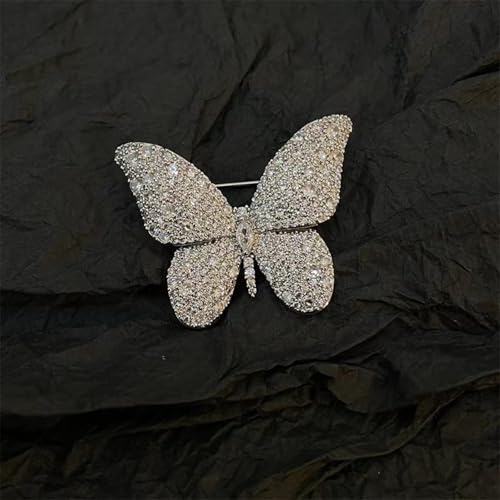 Image of Gold /Silver Butterfly Brooches for Women Rhinestone Tassel Butterfly Pin Brooch Dainty Crystal Lapel Pin Animal Insect CZ Brooch Lapel Pin for Coats Jackets Sweaters Accessories