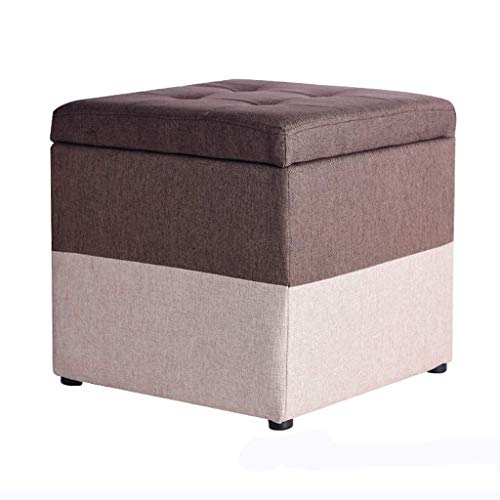 Pouf de rangement bicolore et coffre à jouets peu encombrant marron