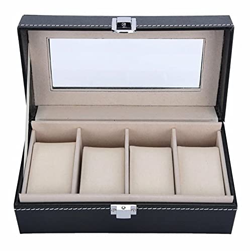 JAY AMBE Enterprise 4 Slots Watch Box Organizer for Men and Women with Glass Display and Leather Coated (B09M8BRMTB) Amazon Price History, Amazon Price Tracker