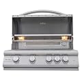 Blaze LTE+ 32-Inch 4-Burner Built-In Natural Gas Grill | 56,000 BTUs | Ceramic Flame Tamers | Red LED Control Knobs | Spring-Assisted Hood & Interior Lighting | BLZ-4LTE3-NG