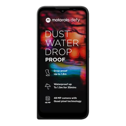 Motorola Defy (2021) Dual-SIM 64GB ROM + 4GB RAM (GSM Only | No CDMA) Factory Unlocked 4G/LTE Smartphone (Black) - International Version