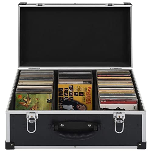 Generico Funda CD para 60 CD de aluminio ABS negro, porta CD/DVD