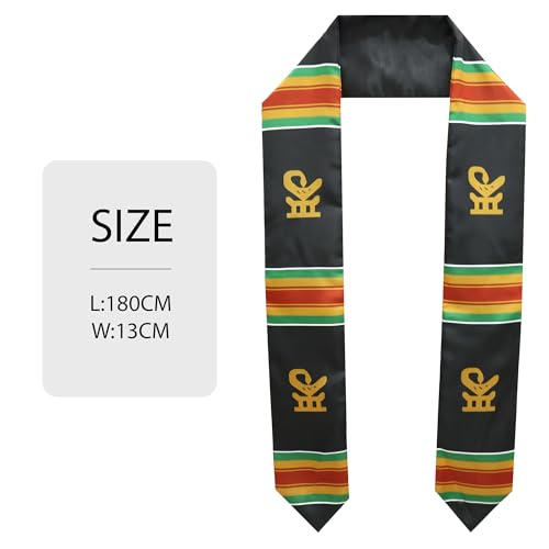 Black Grads Scarf West Africa American Sankofa Bird Black Graduation Stole Scarf2