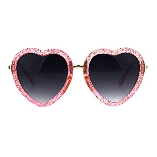 PASTL Glittery Heart Shape Sunglasses Sparkly Love Fashion Womens Shades UV 4002