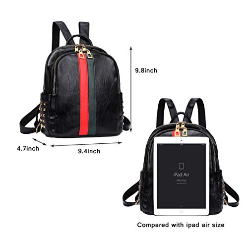 Mochila pequeña para mujer de PU cuero negro miniatura 4